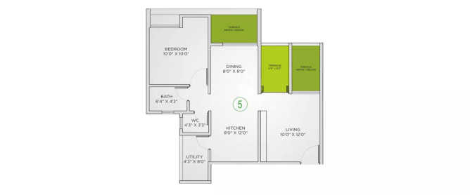 VTP Urban Life Talegaon Dabhade - Floor plan 1 BHK 372 Sq.ft