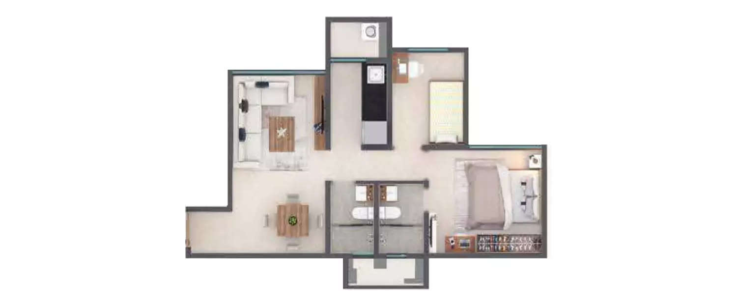 Floor plan for 2 BHK