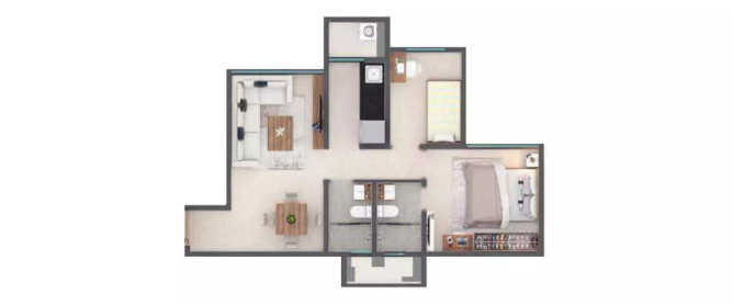 Juhi Sapphire Kamothe - Floor plan 2 BHK 449 Sq.ft
