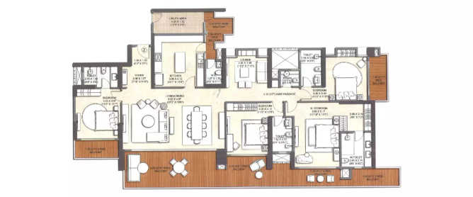 Kalpataru Vista Sector 128 - Floor plan 4 BHK 2105 Sq.ft
