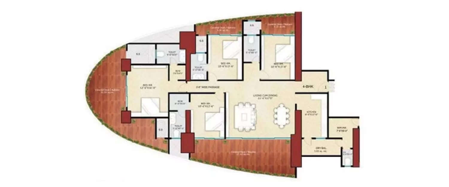 Floor plan for 4 BHK