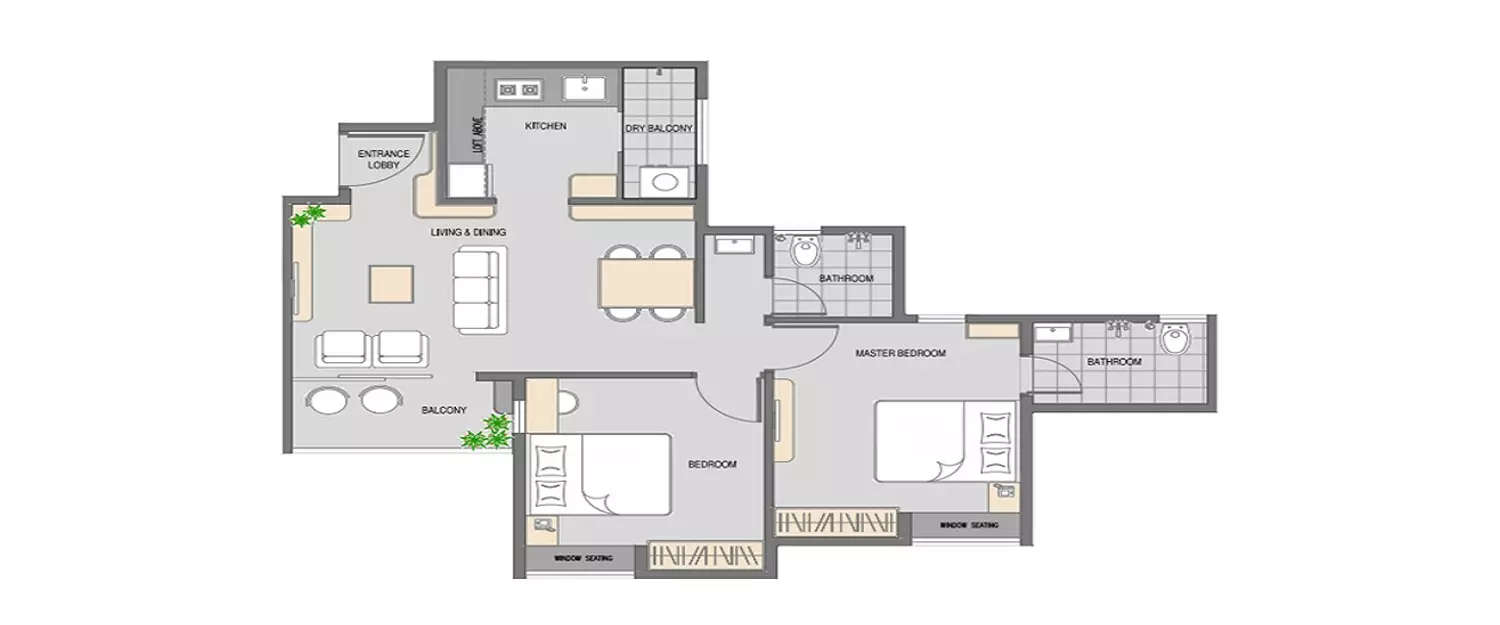 Floor plan for 2 BHK