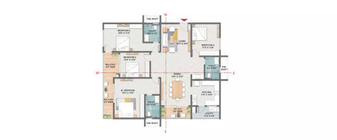 Prestige Budvel Budvel - Floor plan 4 BHK 2400 Sq.ft