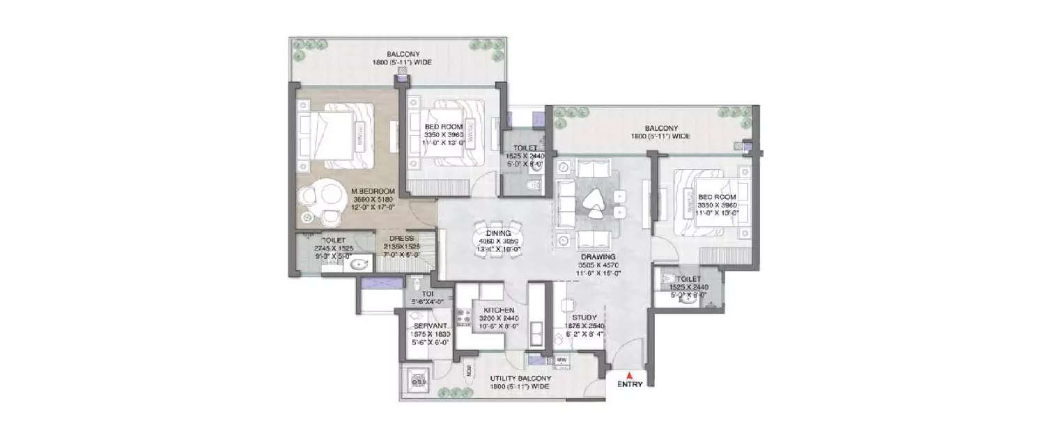 Floor plan for 3.5 BHK