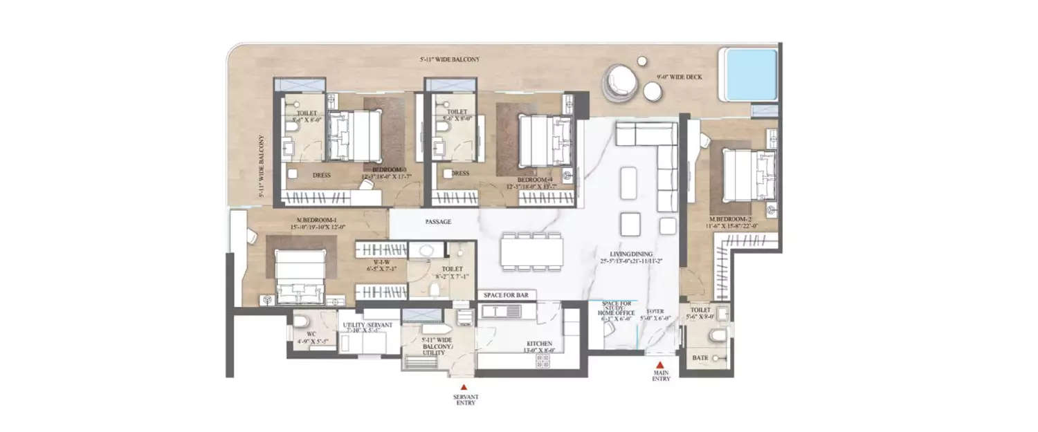 Floor plan for 4.5 BHK