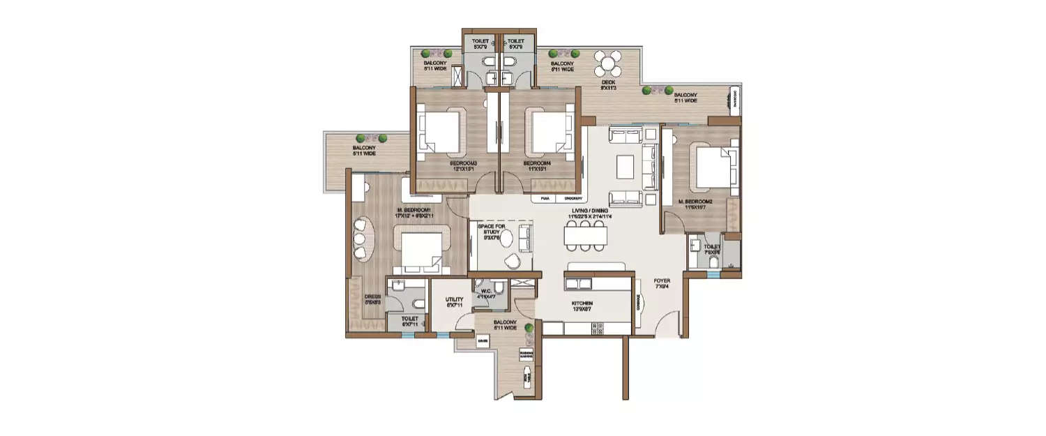 Floor plan for 4.5 BHK