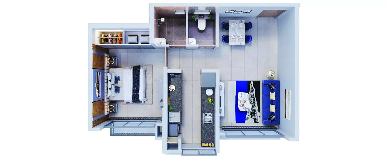Floor plan for 1 BHK