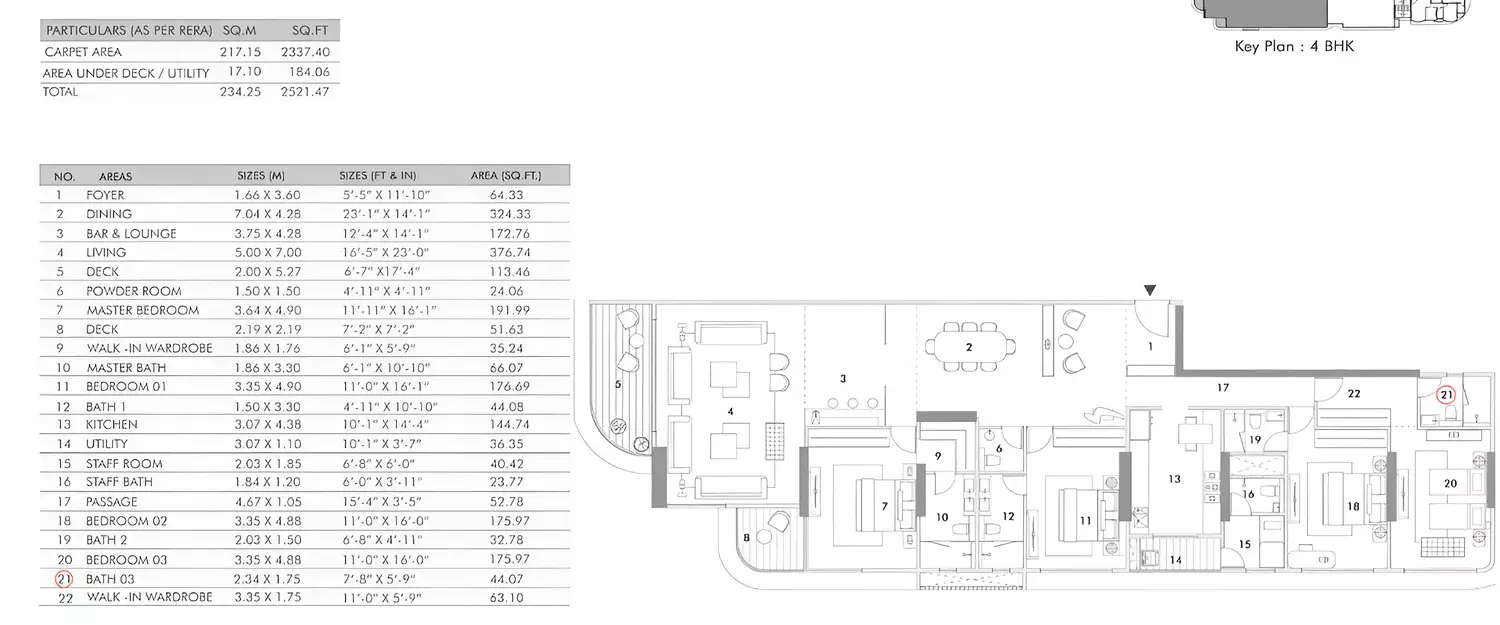 Floor plan for 4 BHK