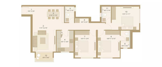 Hiranandani Castalia Kandivali - Floor plan 3 BHK 1056 Sq.ft