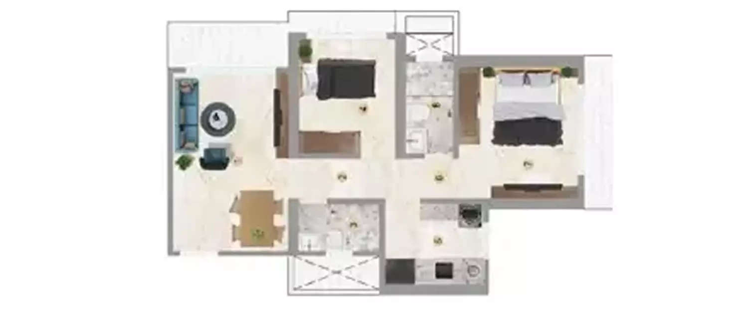 Floor plan for 2 BHK