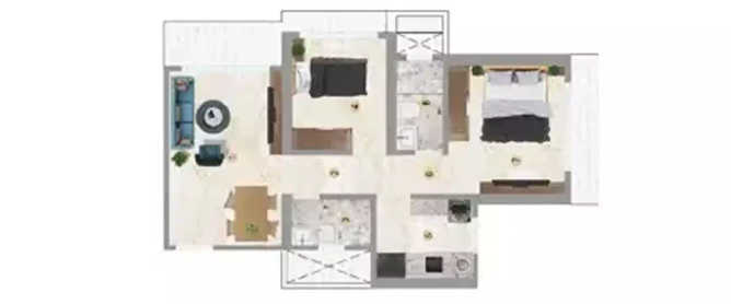 Sugee Vayu Mulund - Floor plan 2 BHK 576 Sq.ft
