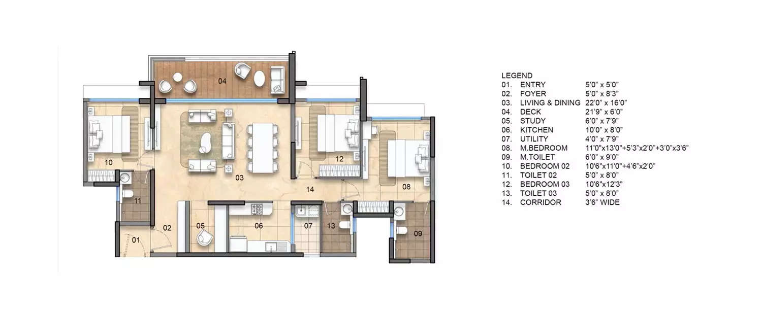Floor plan for 3.5 BHK