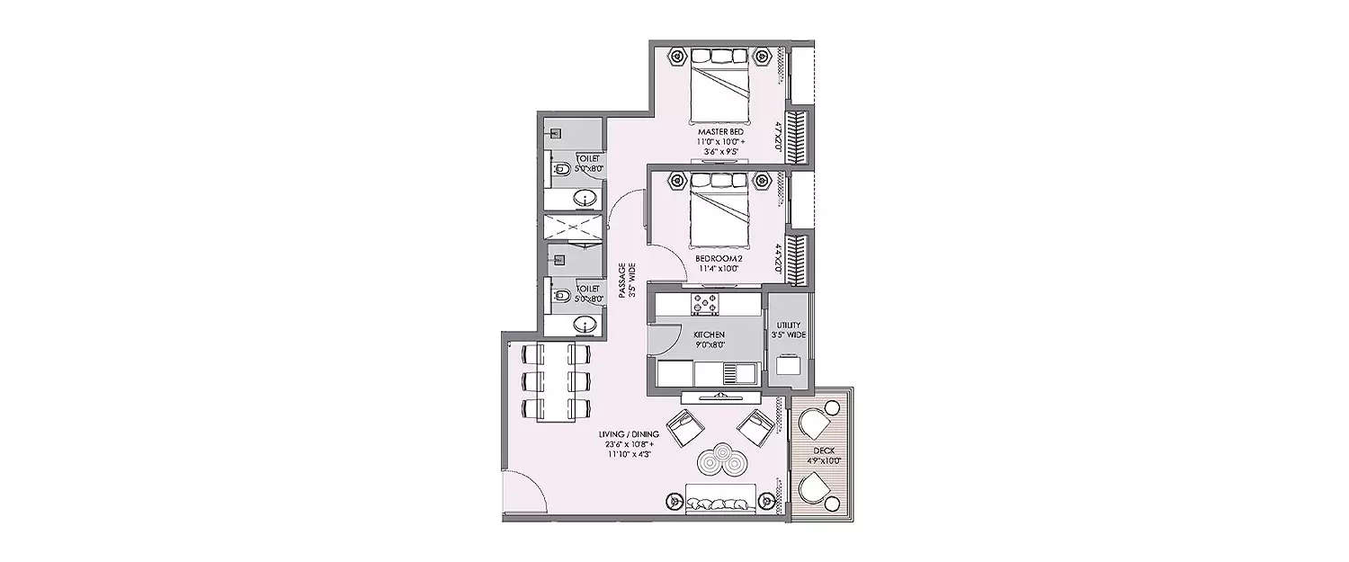 Floor plan for 2 BHK