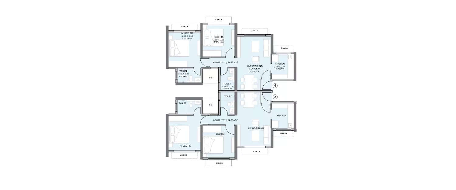 Floor plan for 2 BHK