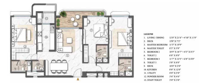 Lodha Acenza Andheri - Floor plan 3 BHK 1503 Sq.ft
