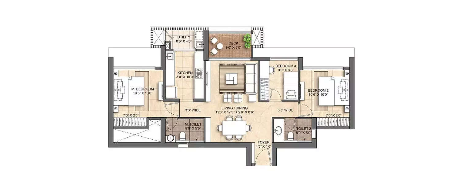 Floor plan for 3.5 BHK