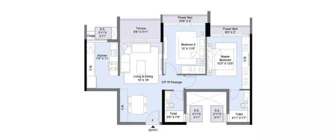 LNT Seawoods West Manor Seawoods - Floor plan 2 BHK 750 Sq.ft