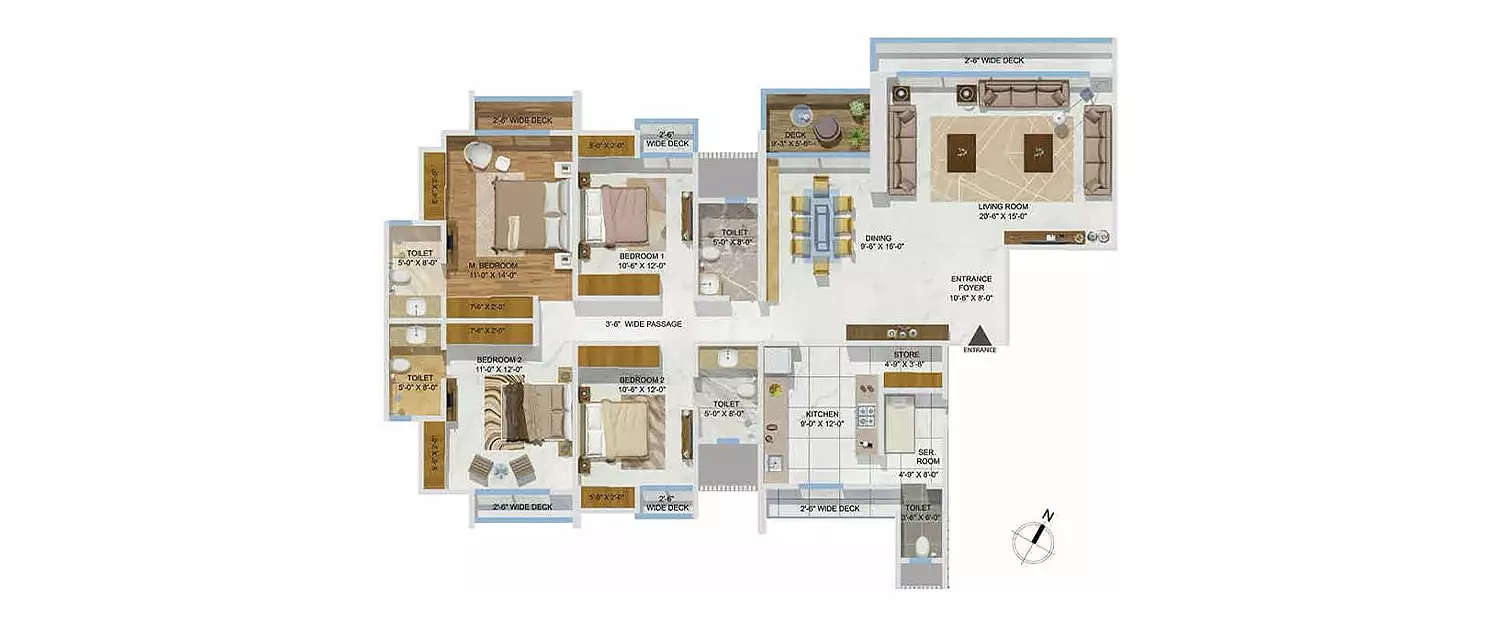 Floor plan for 4 BHK
