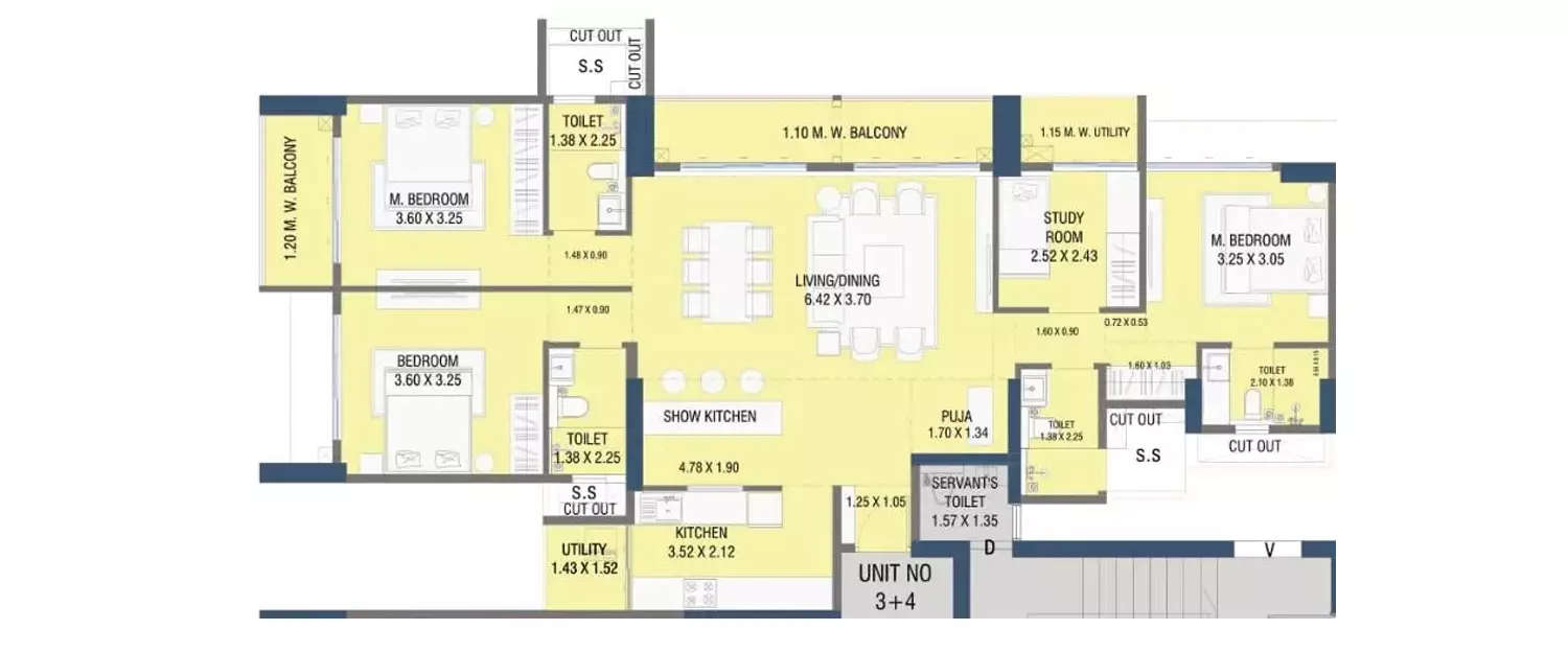 Floor plan for 3.5 BHK