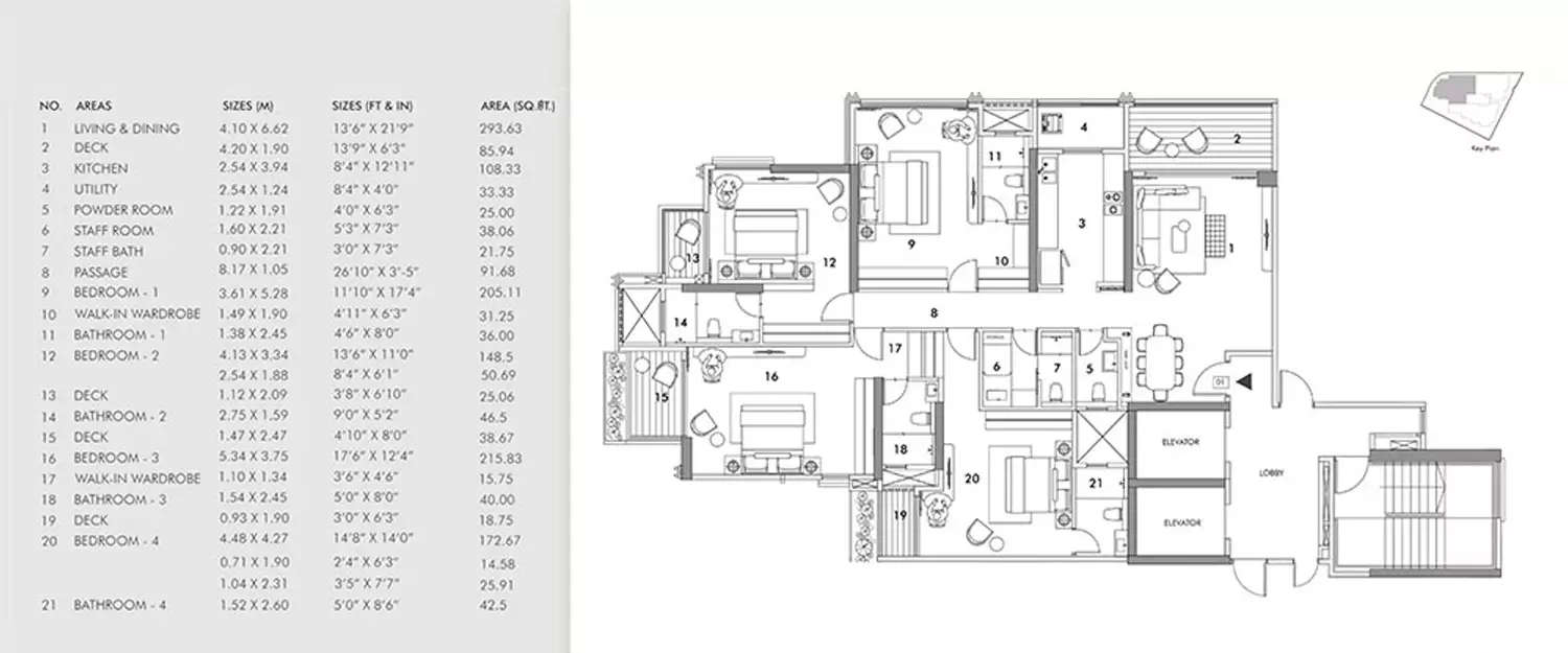 Floor plan for 4 BHK