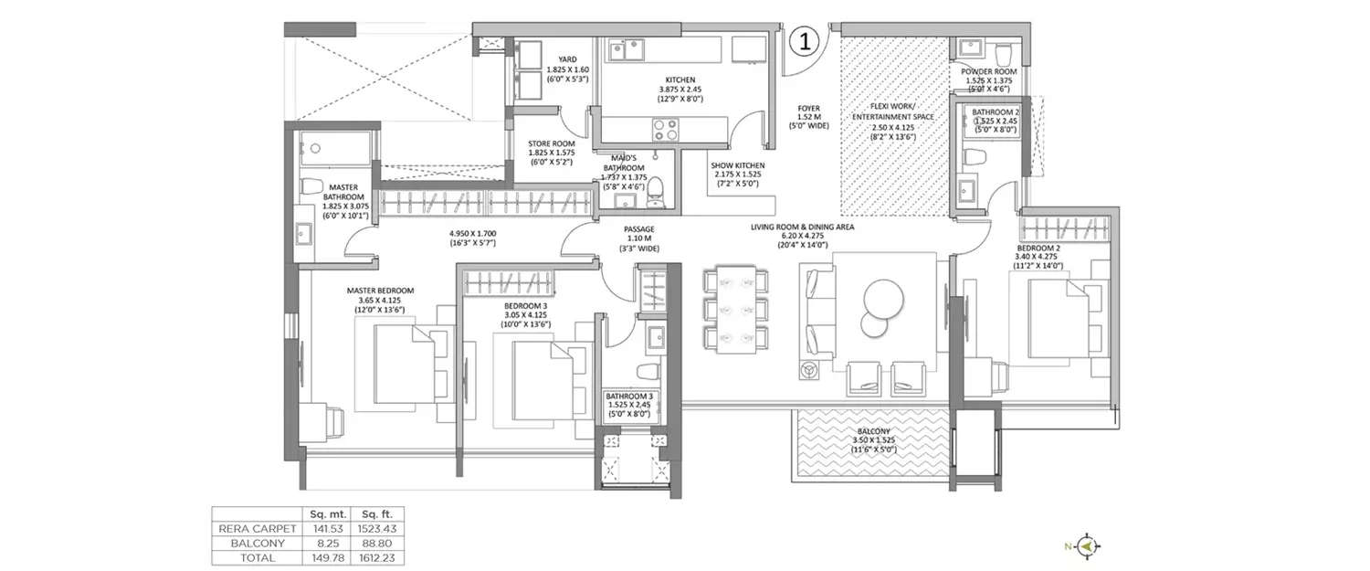 Floor plan for 3.5 BHK