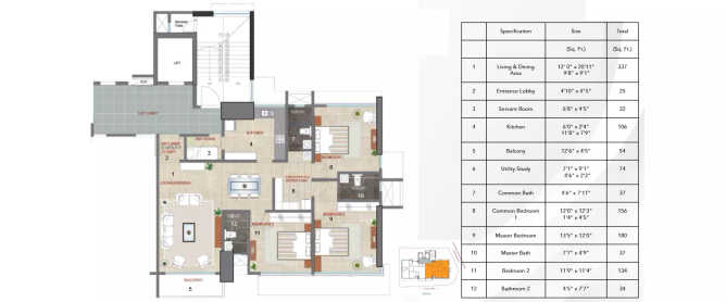 Sugee Vijayshree Dadar - Floor plan 3 BHK 1295 Sq.ft