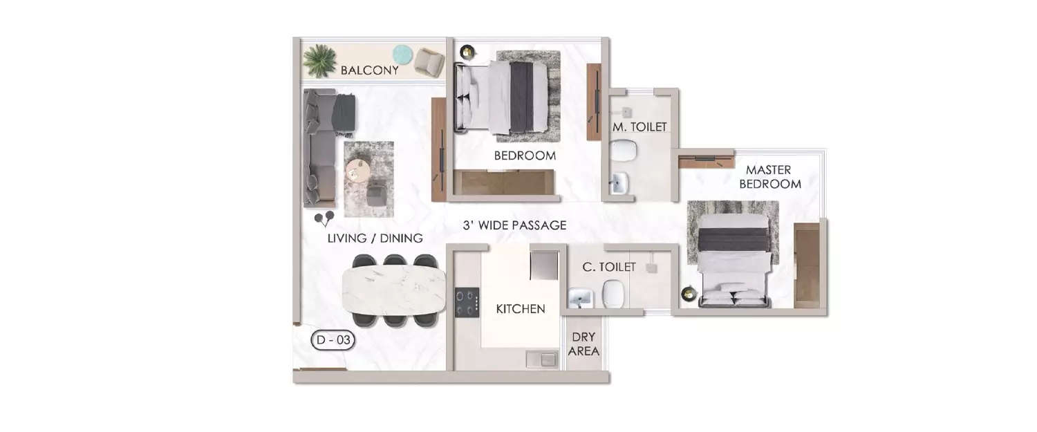 Floor plan for 2 BHK