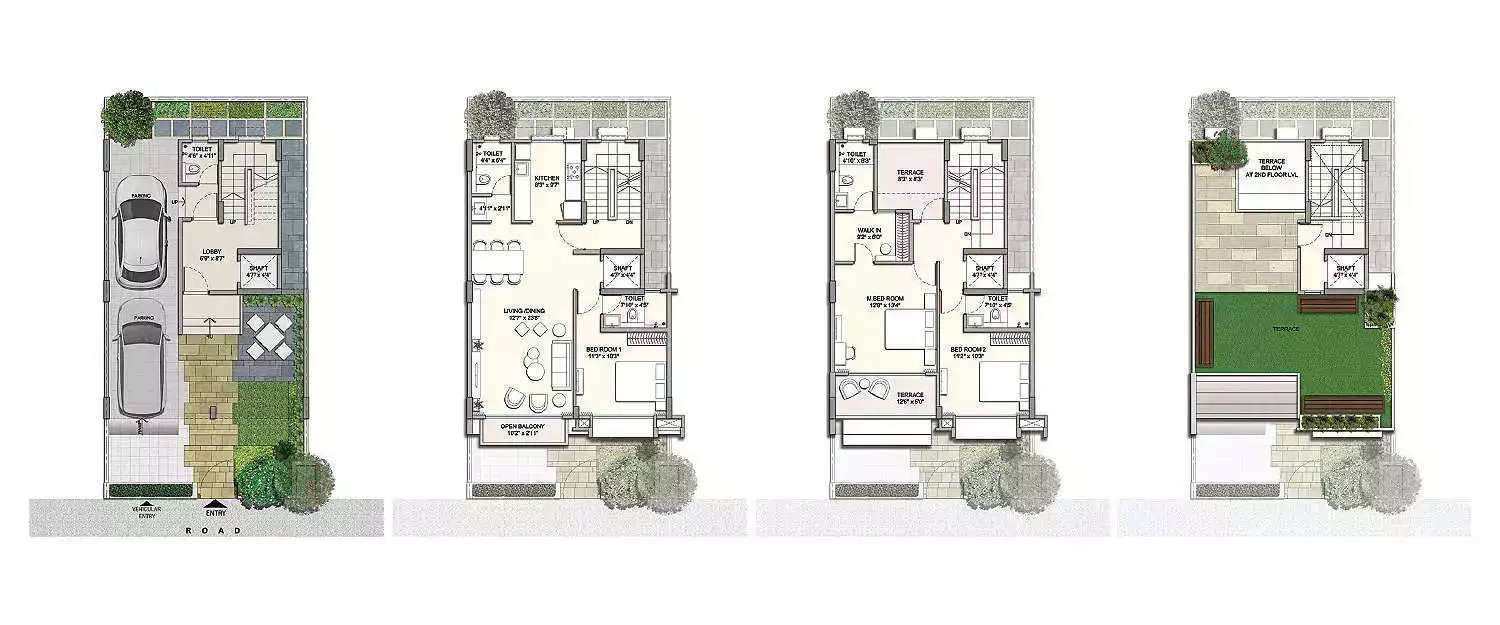 Floor plan for 3 BHK
