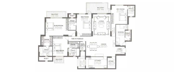 DLF The Summit Sector 54 - Floor plan 4 BHK 3500 Sq.ft