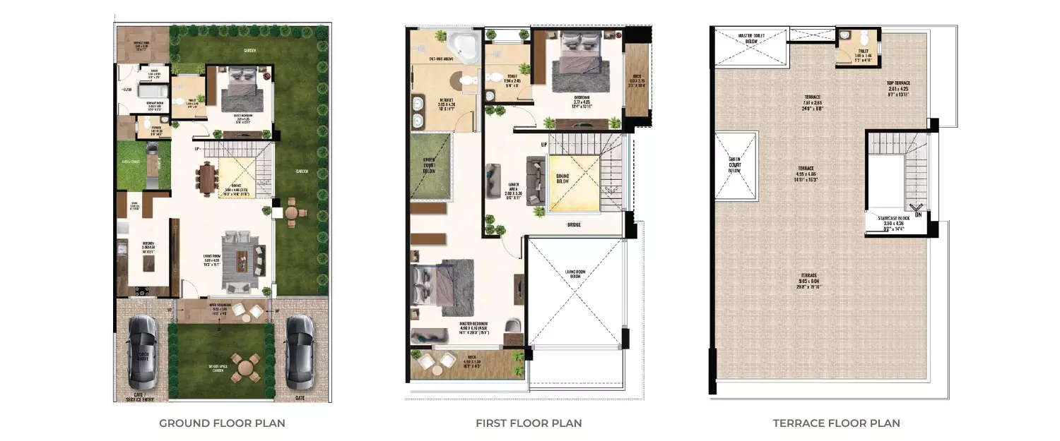Floor plan for 3 BHK