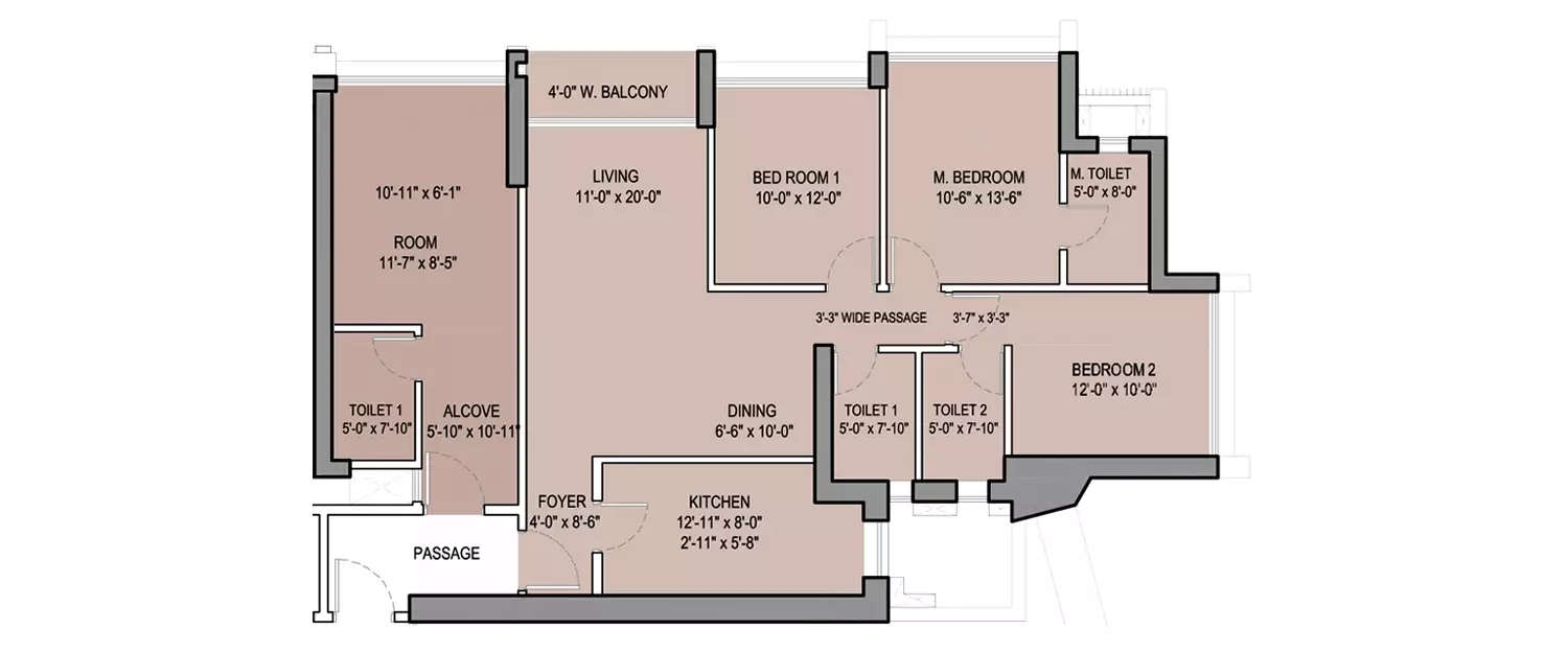 Floor plan for 4 BHK