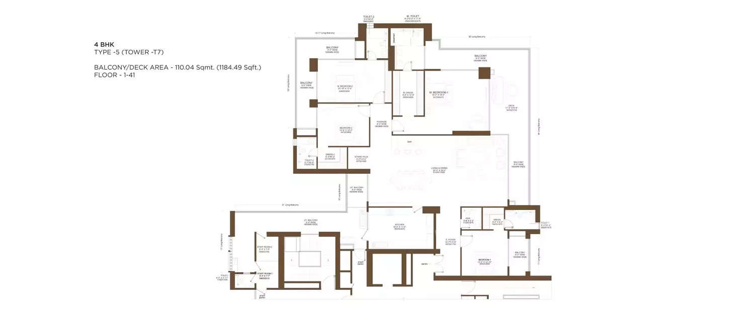 Floor plan for 4 BHK