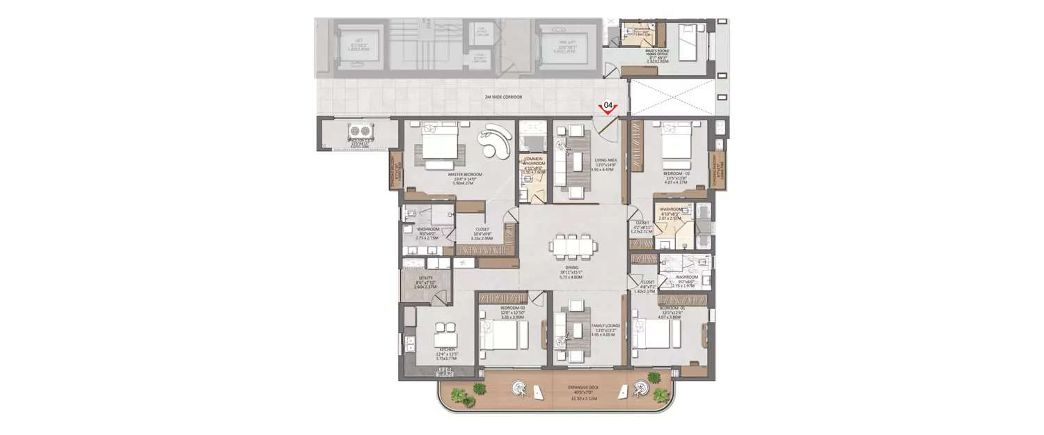 Floor plan for 4 BHK
