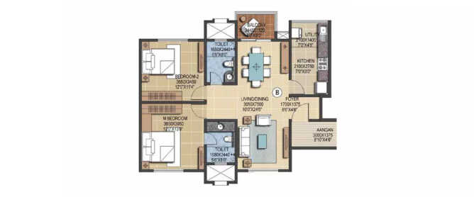 Prestige Ferns Residency Haralur - Floor plan 2 BHK 1197 Sq.ft