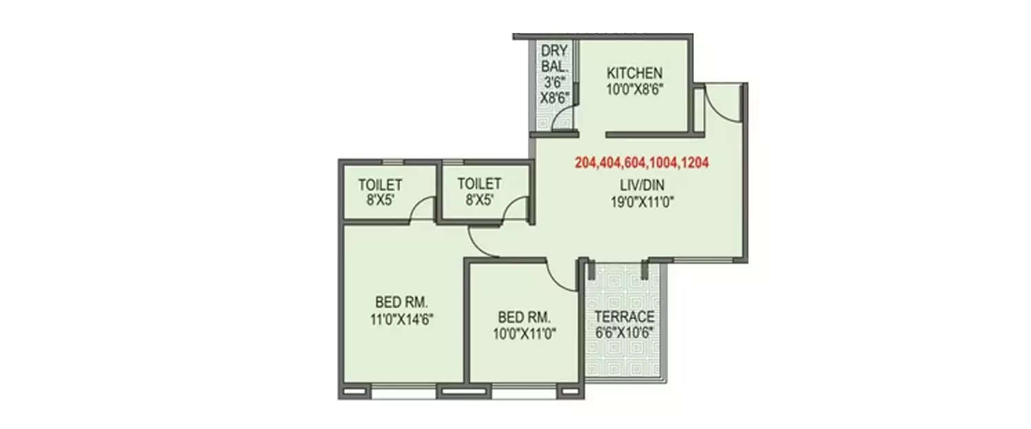 Floor plan for 2 BHK
