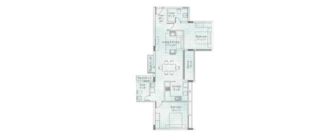 Appaswamy Platina Porur - Floor plan 2 BHK 1181 Sq.ft