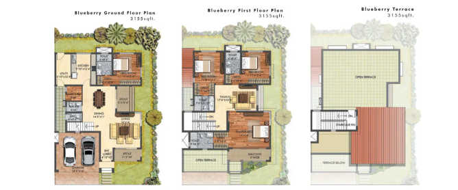 Prestige Mayberry Whitefield - Floor plan 4 BHK 3155 Sq.ft