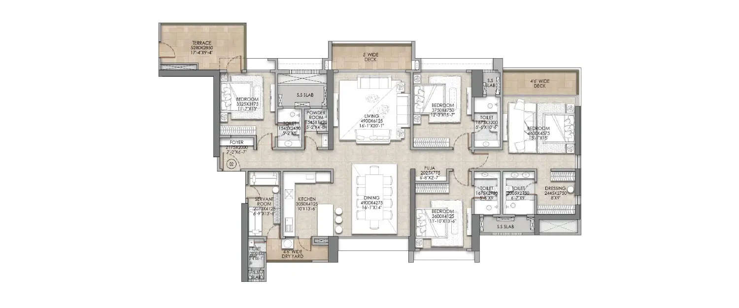 Floor plan for 4.5 BHK