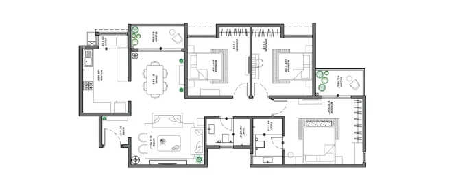 63 Degree East Varthur - Floor plan 3 BHK 1430 Sq.ft