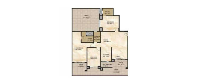 Kolte Patil 24K Glamore Undri - Floor plan 4 BHK 2155 Sq.ft