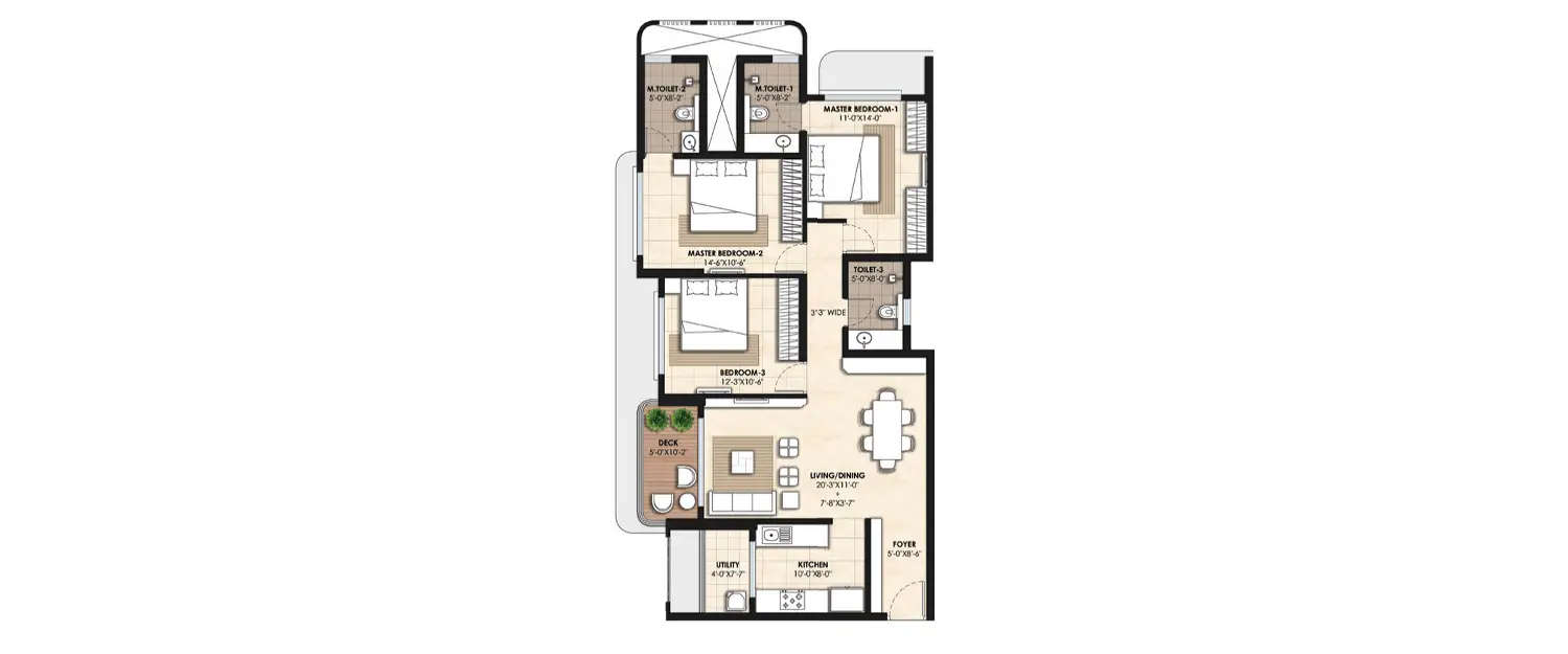 Floor plan for 2 BHK