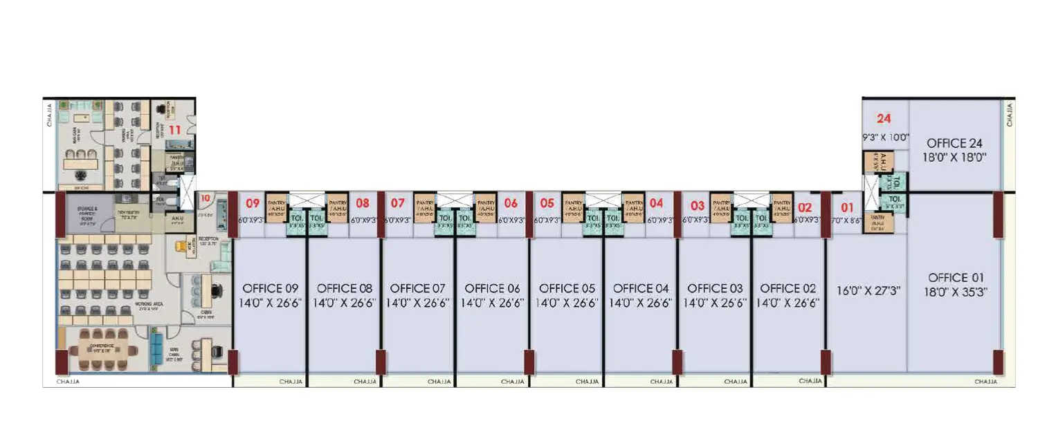 Sai World Pyramid Nerul - Floor plan Commercial Office 2740 Sq.ft