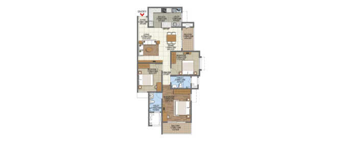 Brigade Komarla Heights Uttarahalli - Floor plan 3 BHK 987 Sq.ft