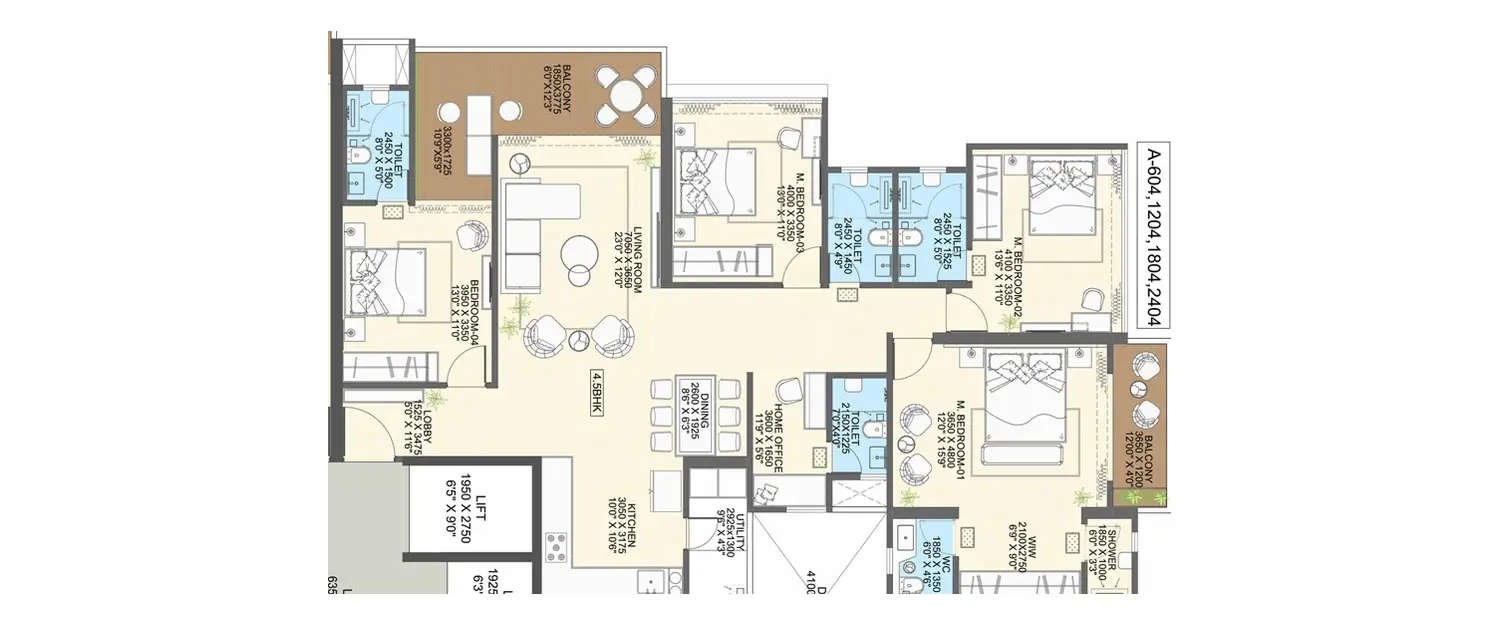 Floor plan for 4.5 BHK
