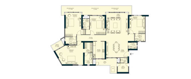 Emaar Elite Oasis Gomti Nagar Extension - Floor plan 4 BHK 2171 Sq.ft