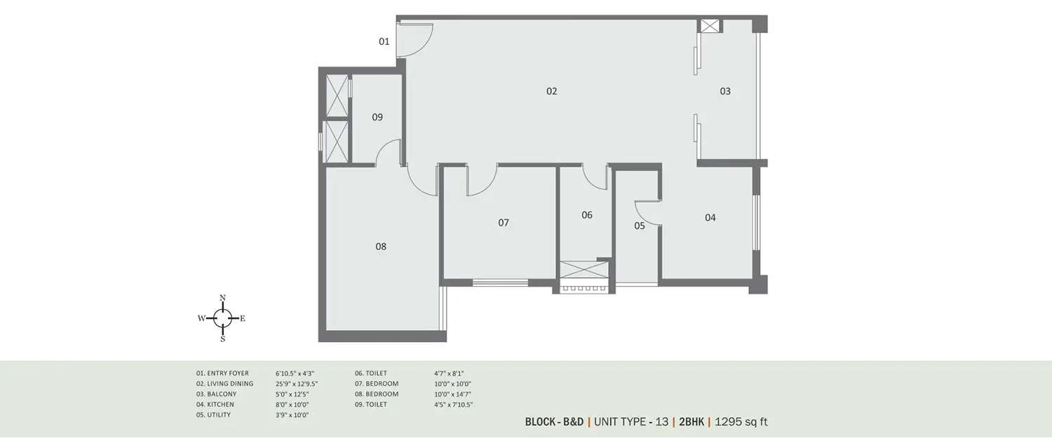 Floor plan for 2 BHK