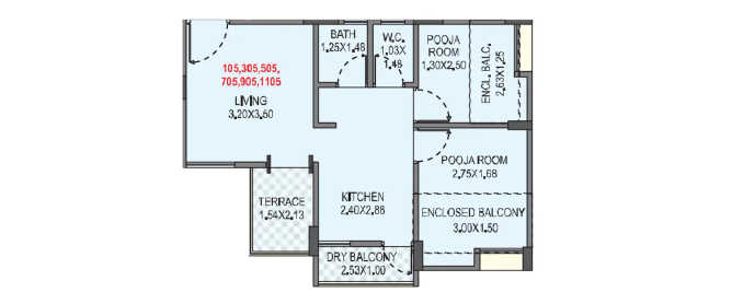 Mantra City 360 Talegaon Dabhade - Floor plan 1 BHK 374 Sq.ft