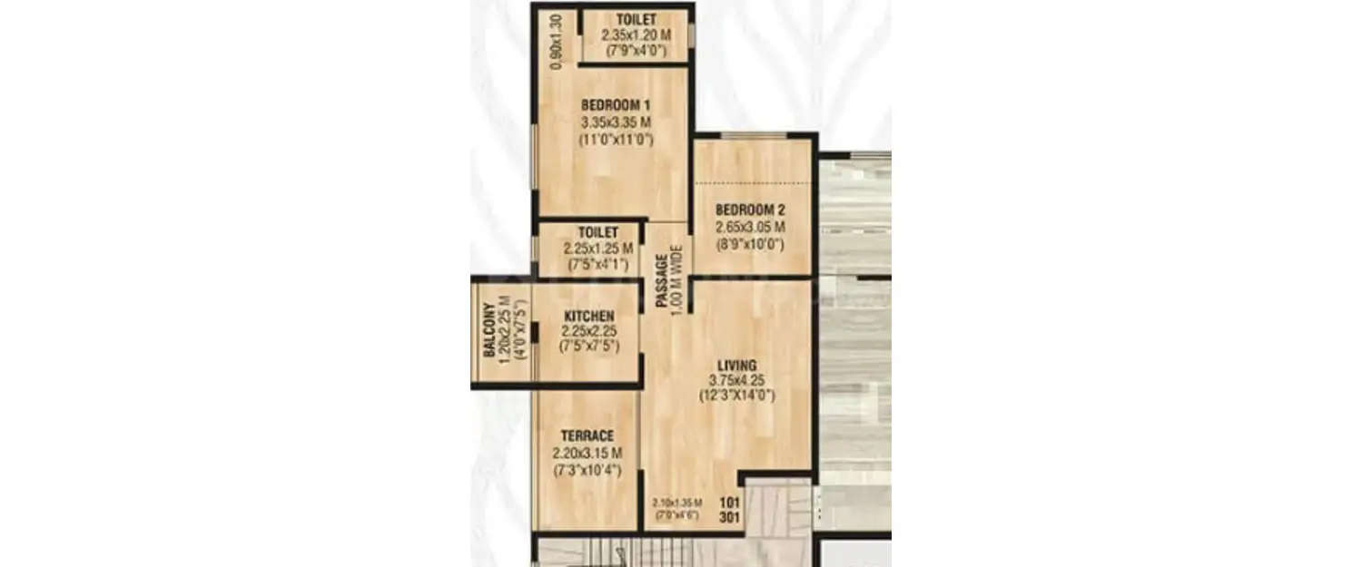 2 BHK Apartment 398 Sq.ft