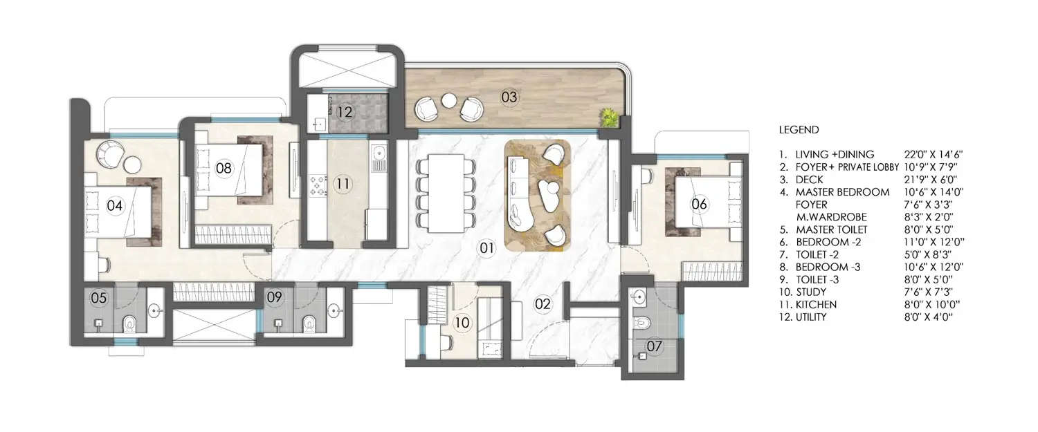 Floor plan for 3.5 BHK