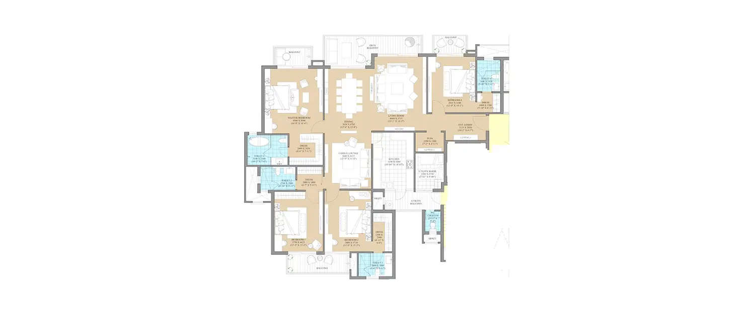 Floor plan for 4 BHK